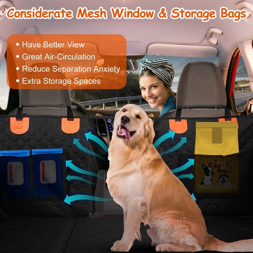 Drivaro Dog Car Seat Cover & Hammock with Mesh Window