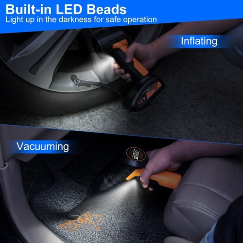 Drivaro 4 In 1 Cordless Car Vacuum and Tire Inflator with LED Light