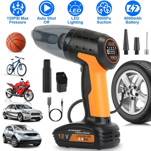 Drivaro 4 In 1 Cordless Car Vacuum and Tire Inflator with LED Light